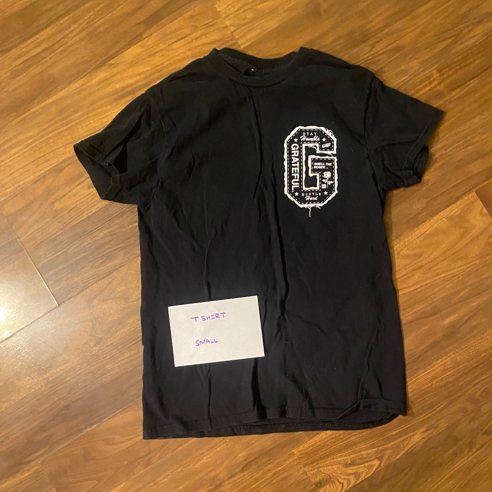 Black Crew Neck Tee with Geometric Logo